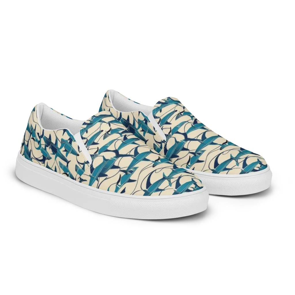 Tidal Squadron on Women's Slip-On Canvas Shoes — Right Front