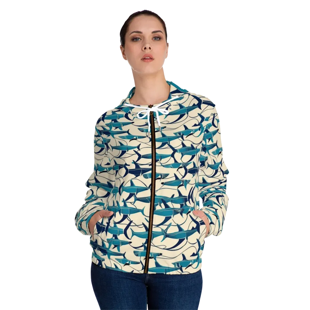 Tidal Squadron on Women's Full-Zip Hoodie — Front On Person