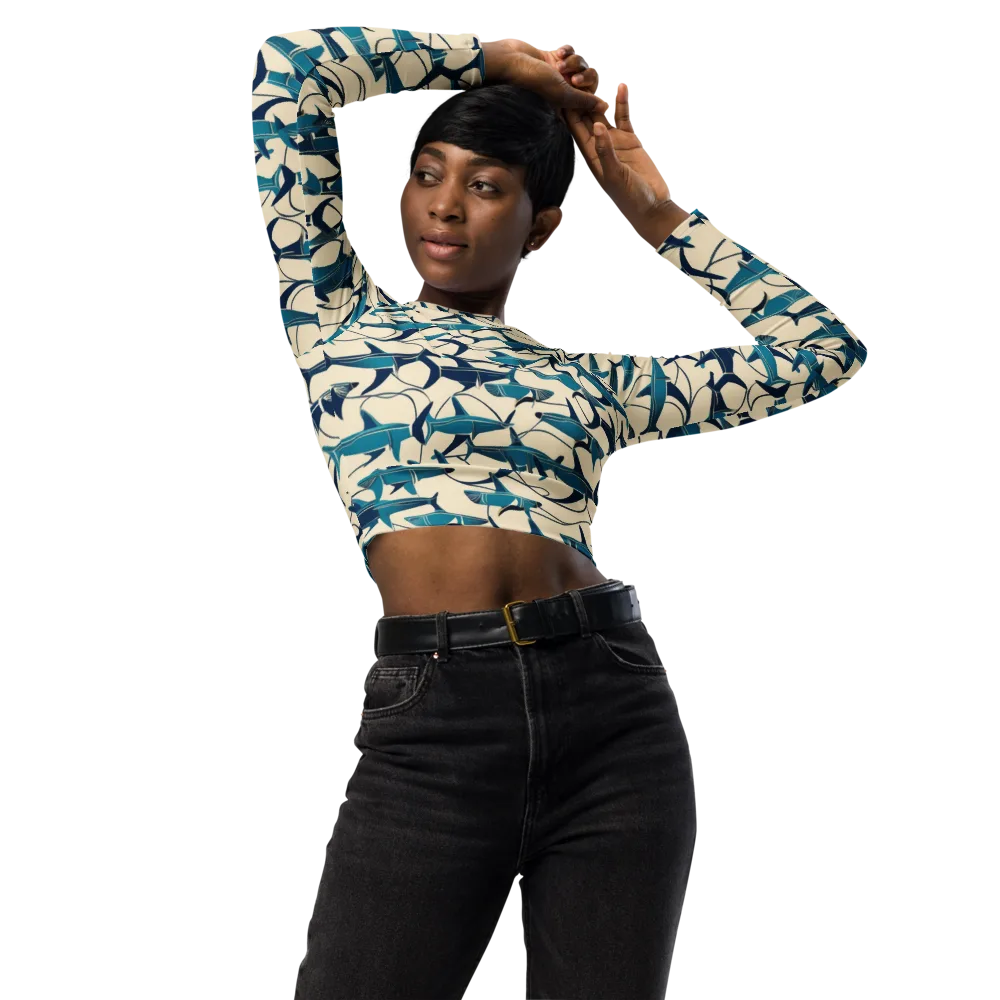 Tidal Squadron on Long Sleeve Crop Top — Front