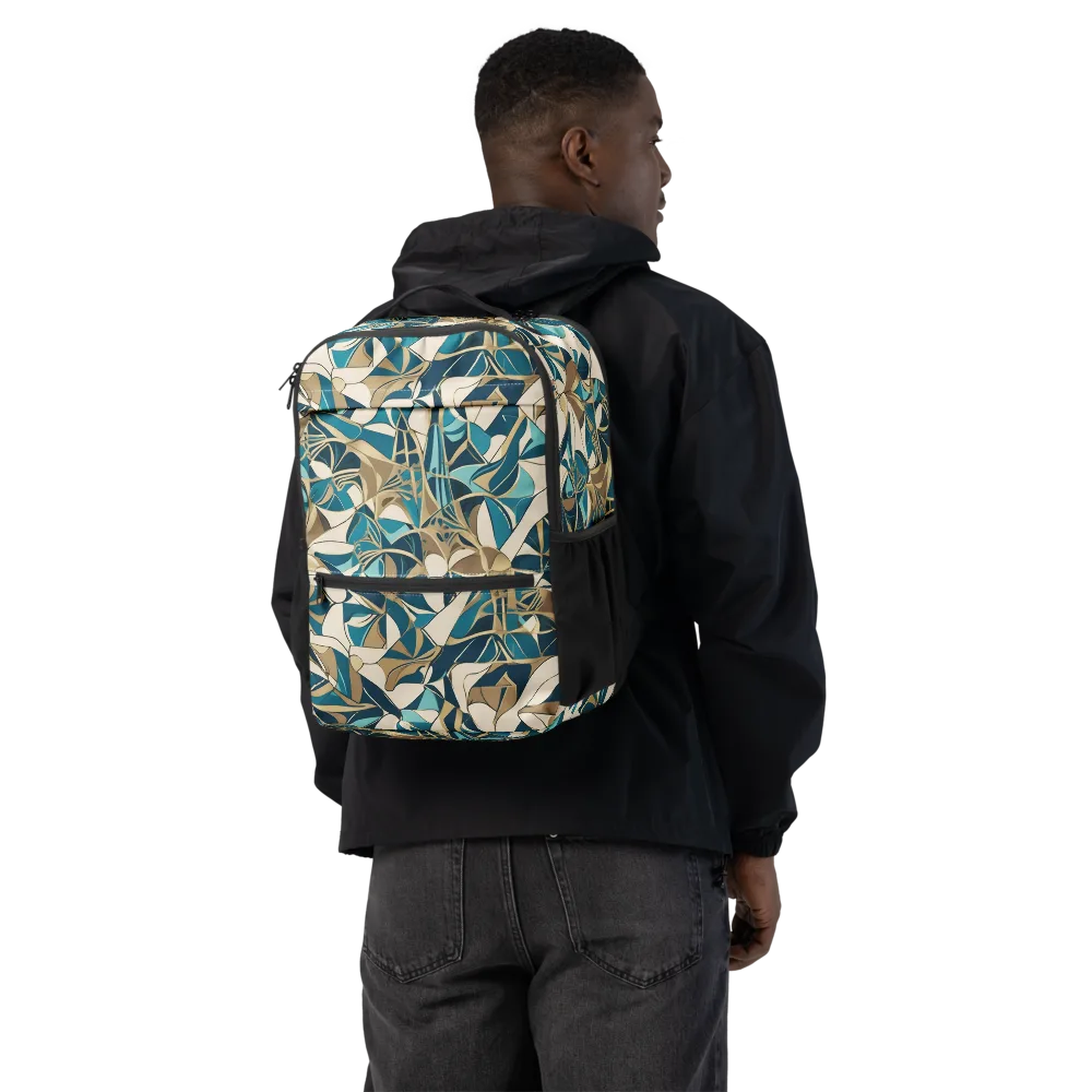 Teal Deco Garden on Utility Backpack — Back