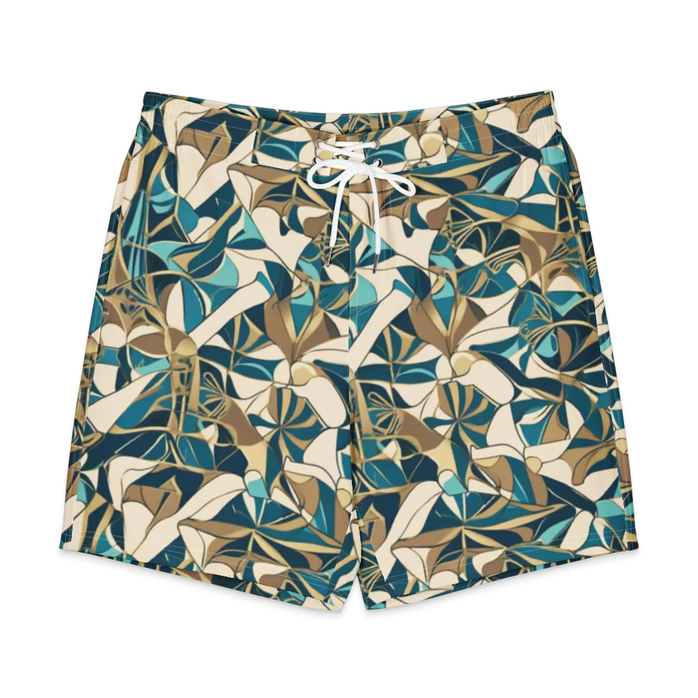 Teal Deco Garden on Men's Board Shorts — Front