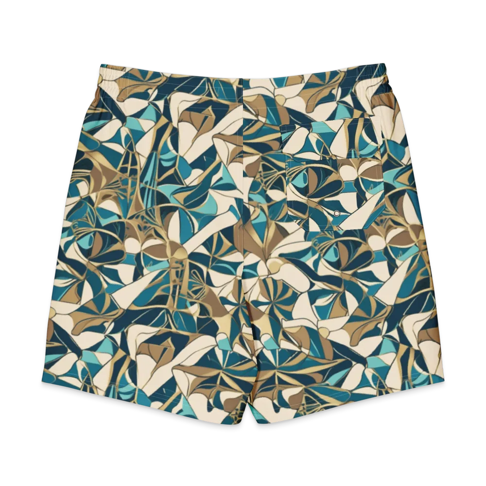 Teal Deco Garden on Men's Board Shorts — Back