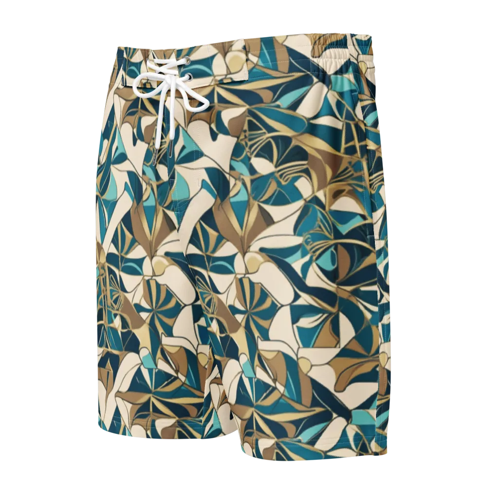 Teal Deco Garden on Men's Board Shorts — Front