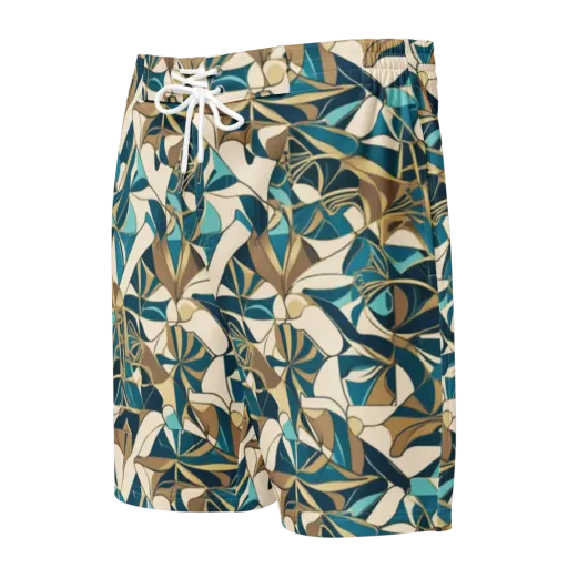 Teal Deco Garden on a Men's Board Shorts