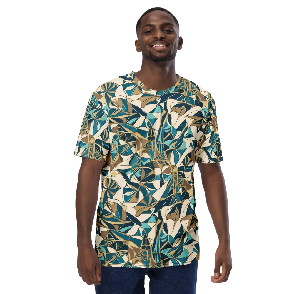 Teal Deco Garden on Men's Crew Neck T-Shirt — Front