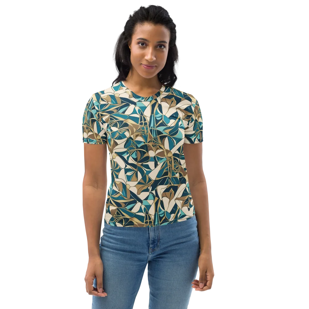 Teal Deco Garden on Women's Crew Neck T-Shirt — Front