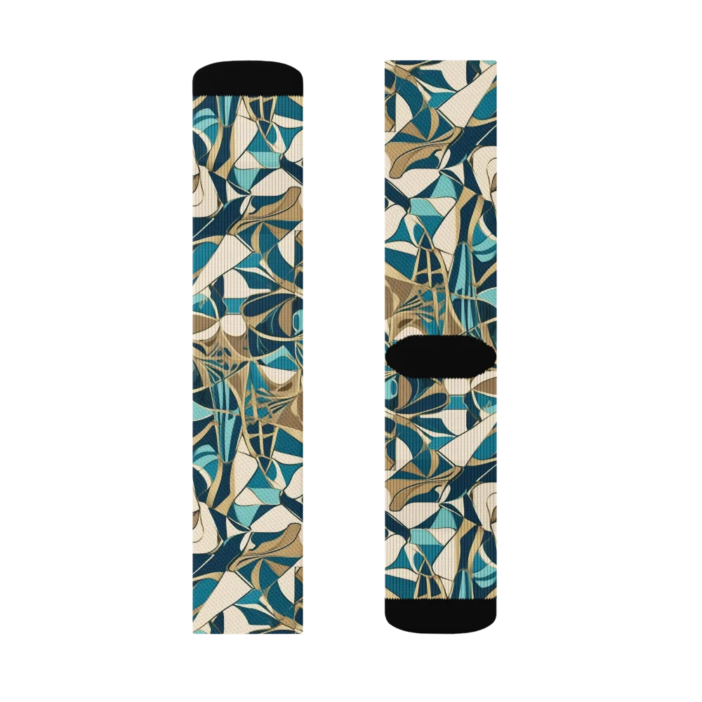 Teal Deco Garden on Socks — Left Sock