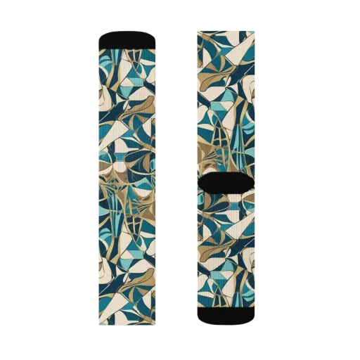 Teal Deco Garden on a Socks