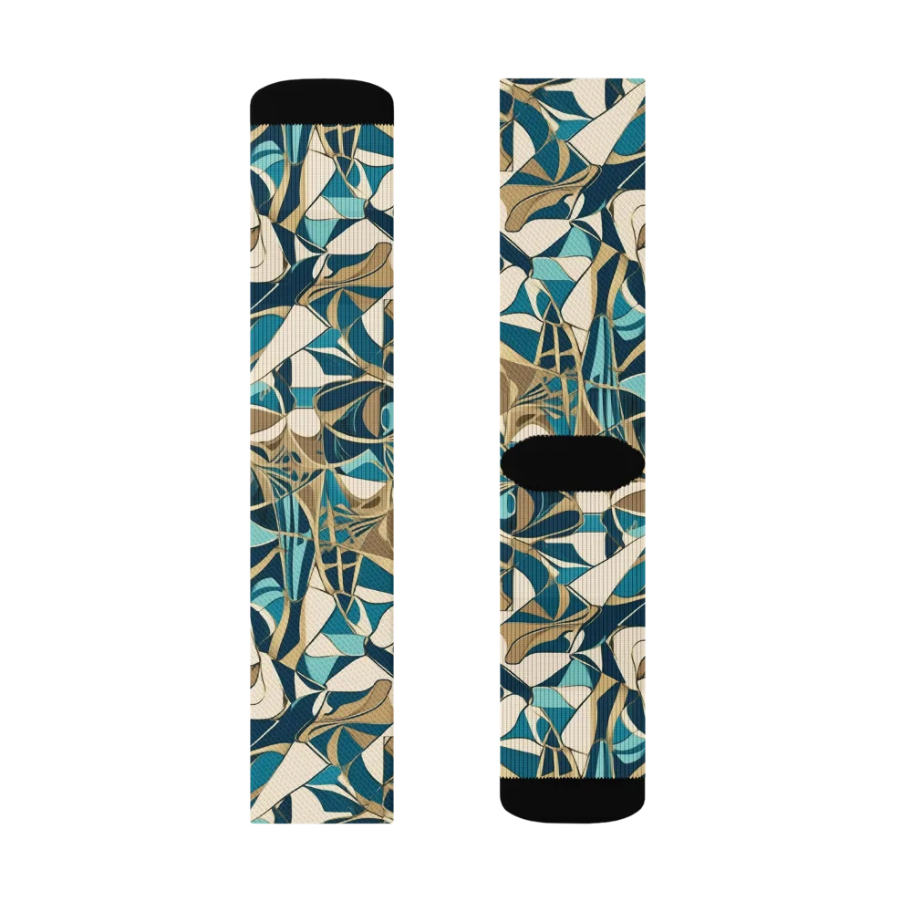 Teal Deco Garden on Socks — Right Sock