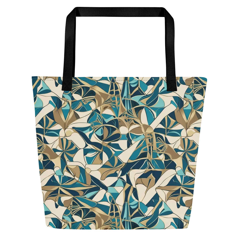 Teal Deco Garden on Large Tote Bag W/ Pocket — Front