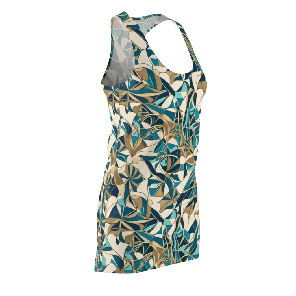Teal Deco Garden on Racerback Dress — Front Side