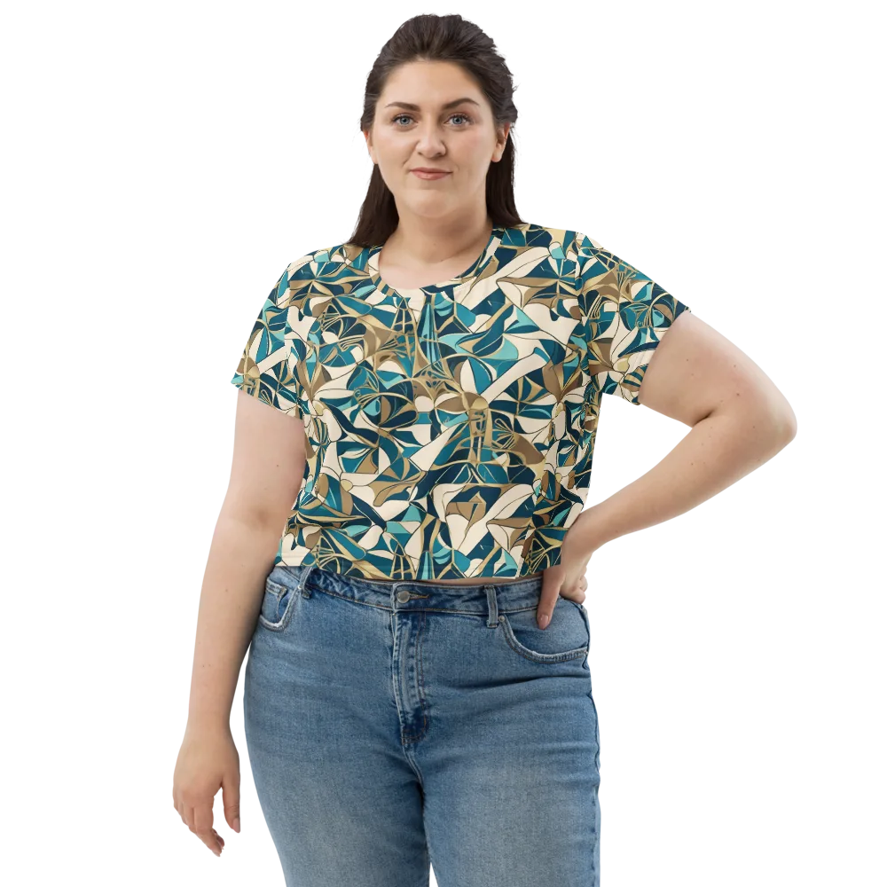 Teal Deco Garden on Crop Tee — Front