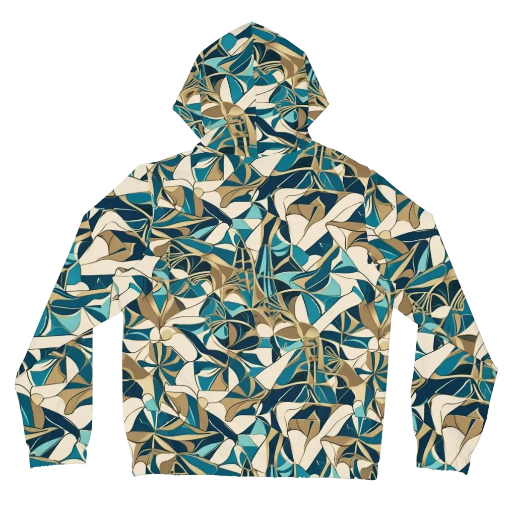 Teal Deco Garden on Women's Full-Zip Hoodie — Back
