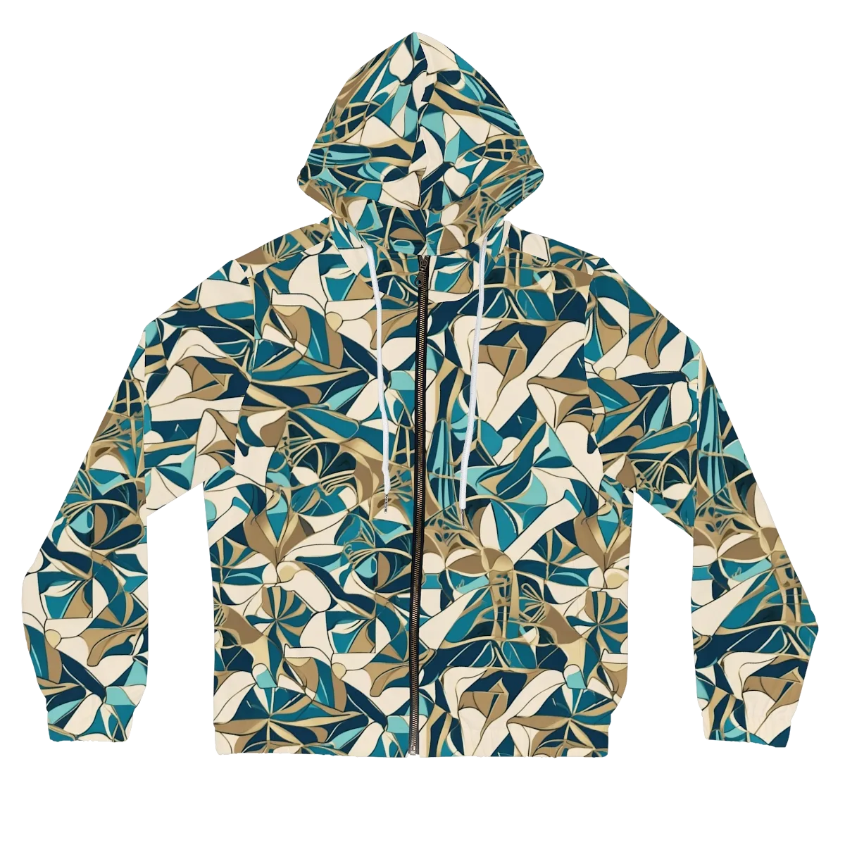Teal Deco Garden on Women's Full-Zip Hoodie — Front
