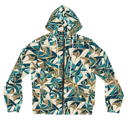 Teal Deco Garden on a Women's Full-Zip Hoodie