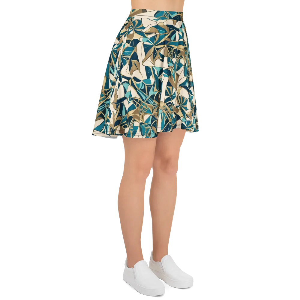 Teal Deco Garden on Skater Skirt — Right
