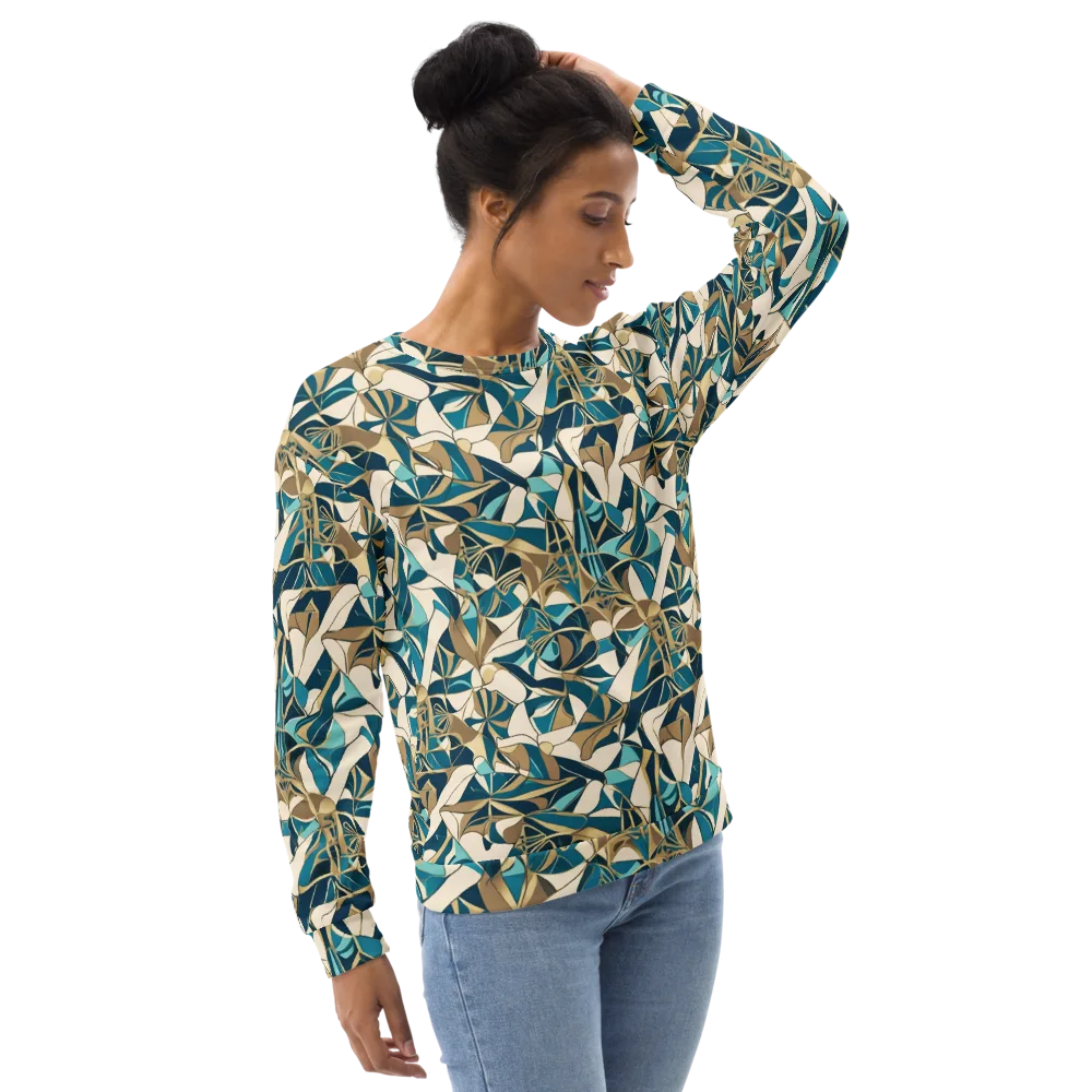Teal Deco Garden on Sweatshirt — Right Front