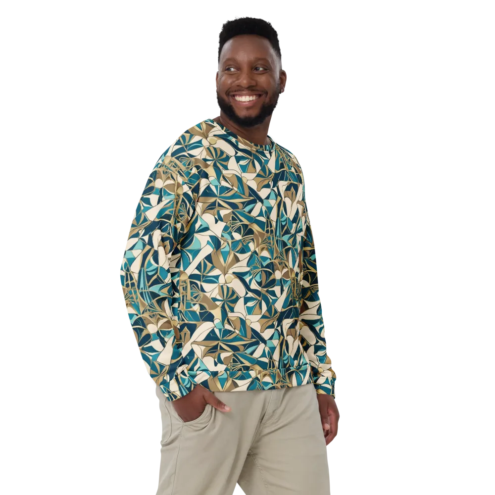 Teal Deco Garden on Sweatshirt — Front