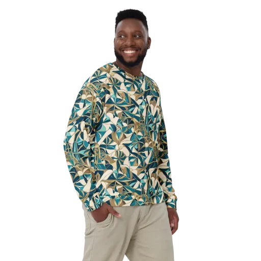 Teal Deco Garden on a Sweatshirt