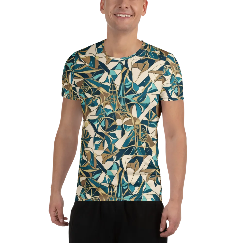 Teal Deco Garden on Men's Athletic T-Shirt — Front