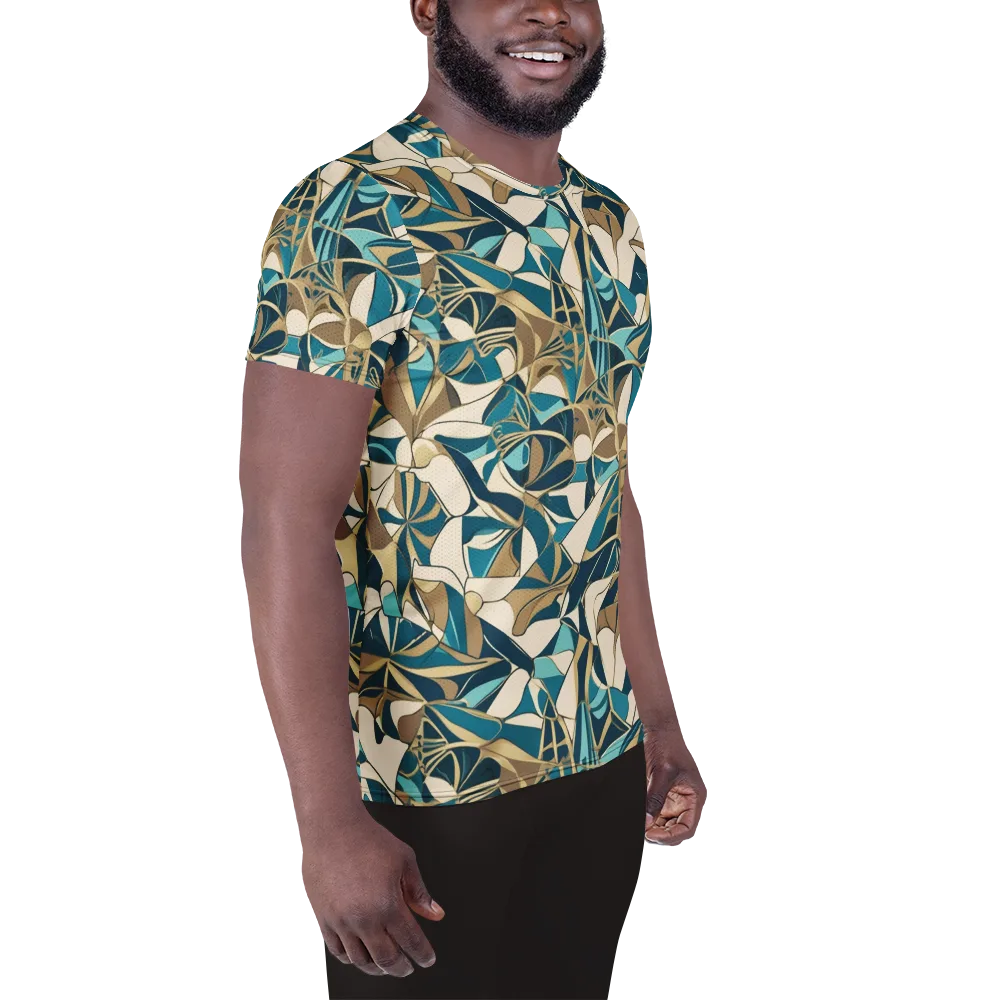 Teal Deco Garden on Men's Athletic T-Shirt — Right