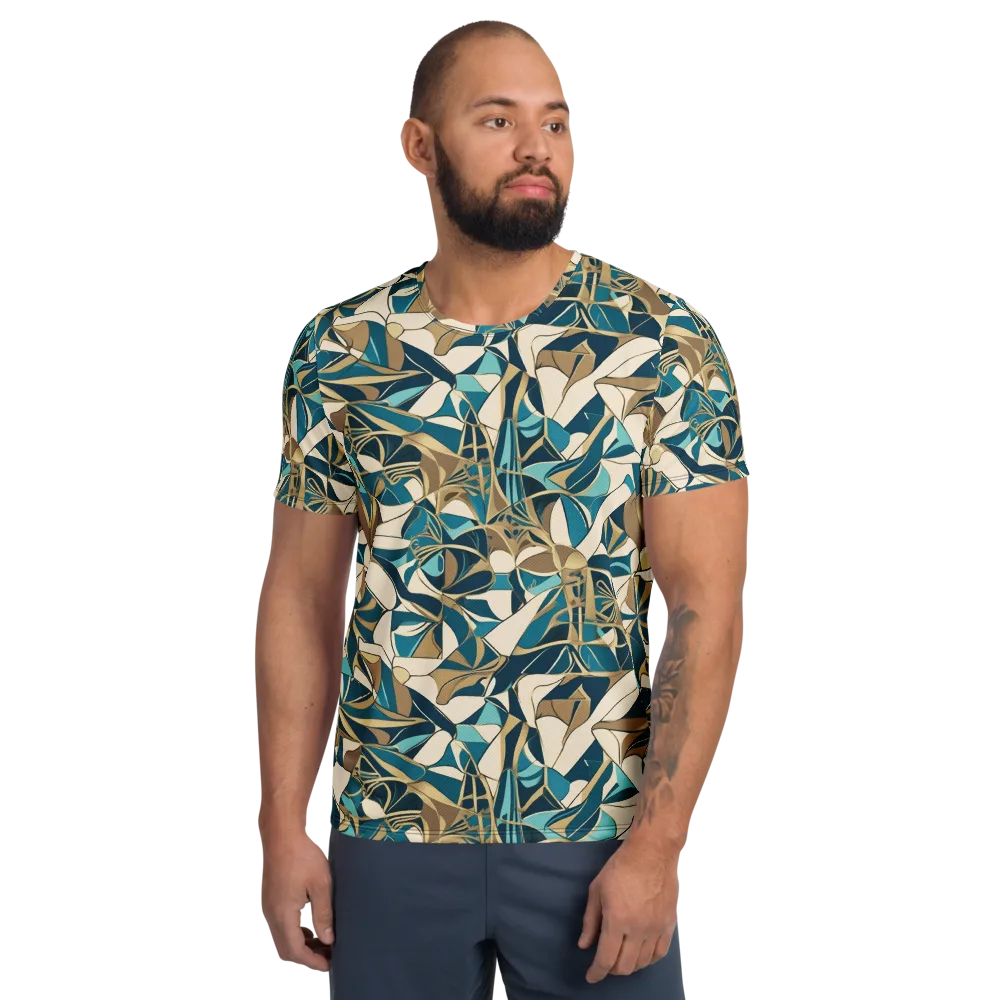 Teal Deco Garden on Men's Athletic T-Shirt — Front