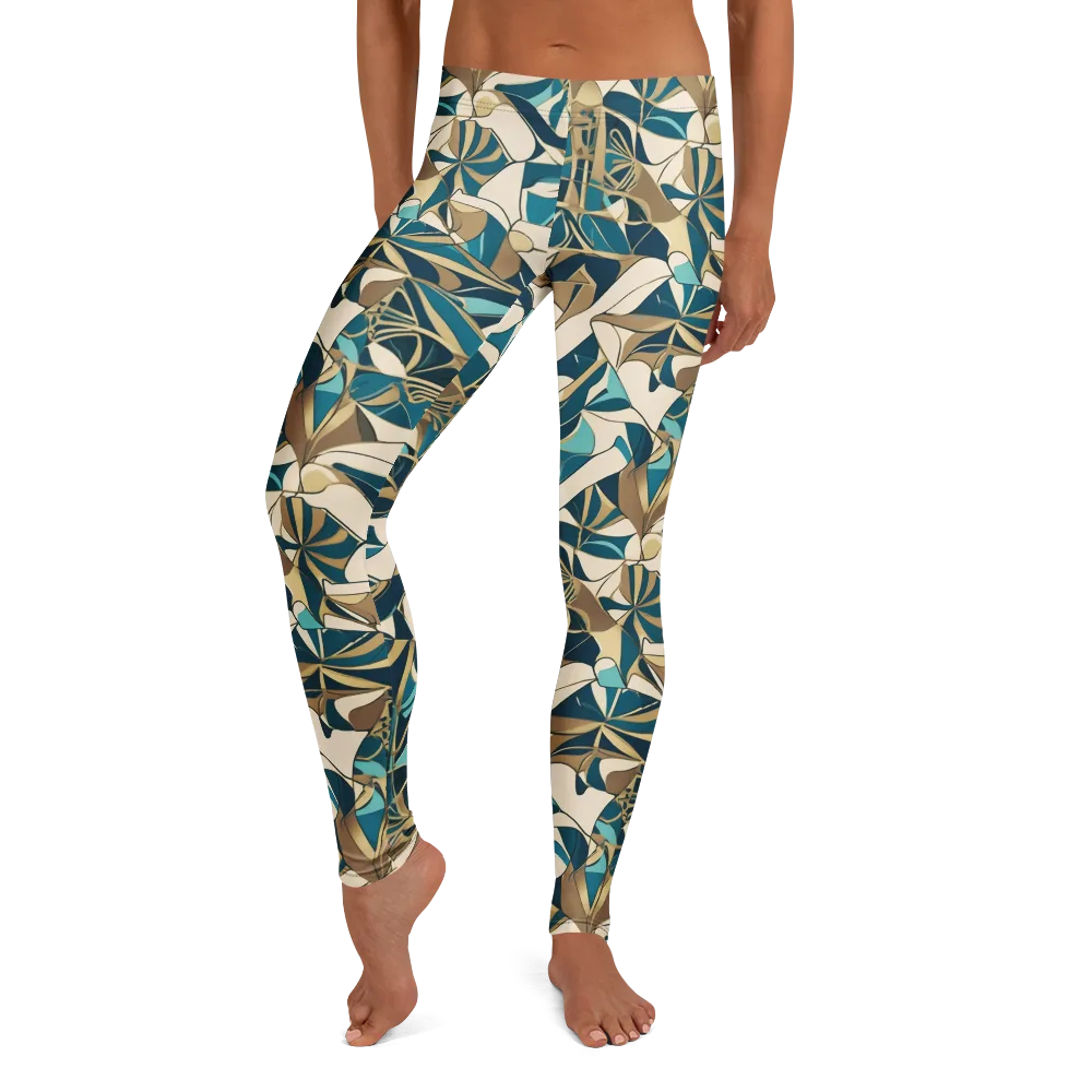 Teal Deco Garden on Leggings — Front