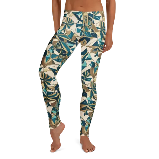 Teal Deco Garden on a Leggings