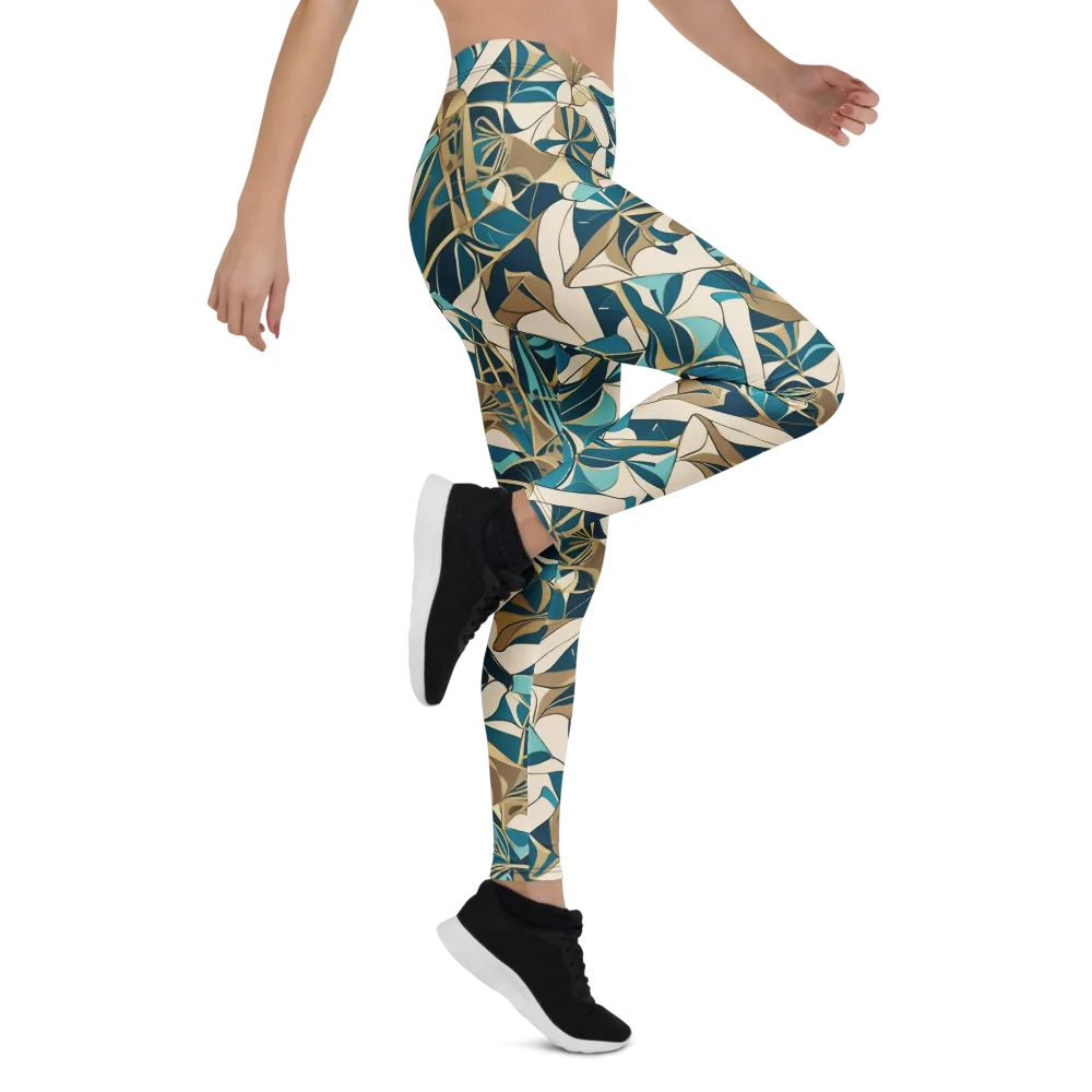 Teal Deco Garden on Leggings — Right