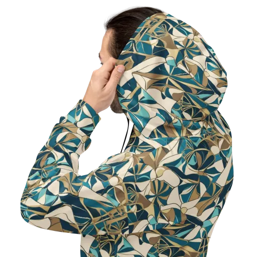 Teal Deco Garden on a Hoodie