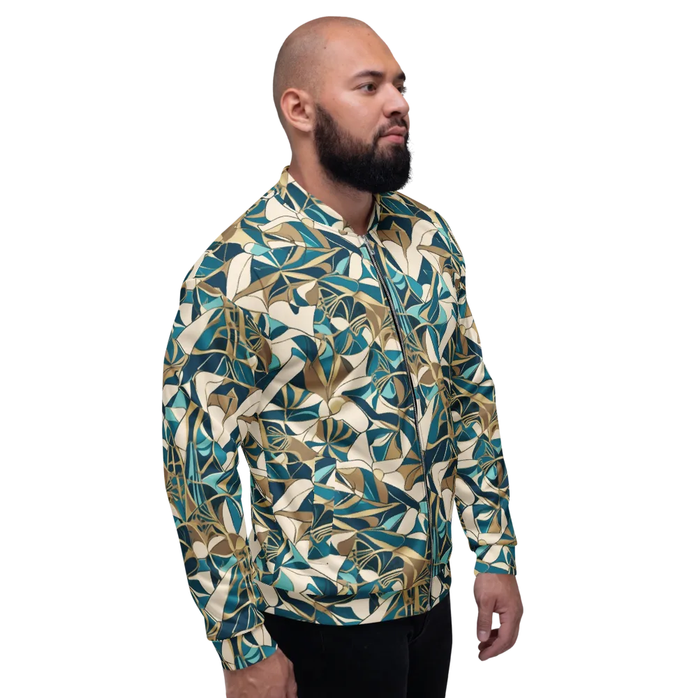 Teal Deco Garden on Bomber Jacket — Right