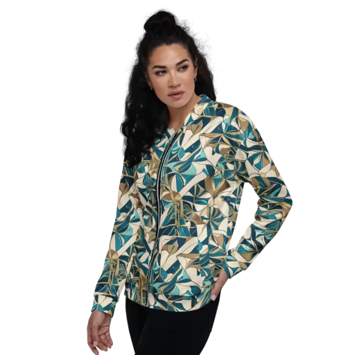 Teal Deco Garden on a Bomber Jacket