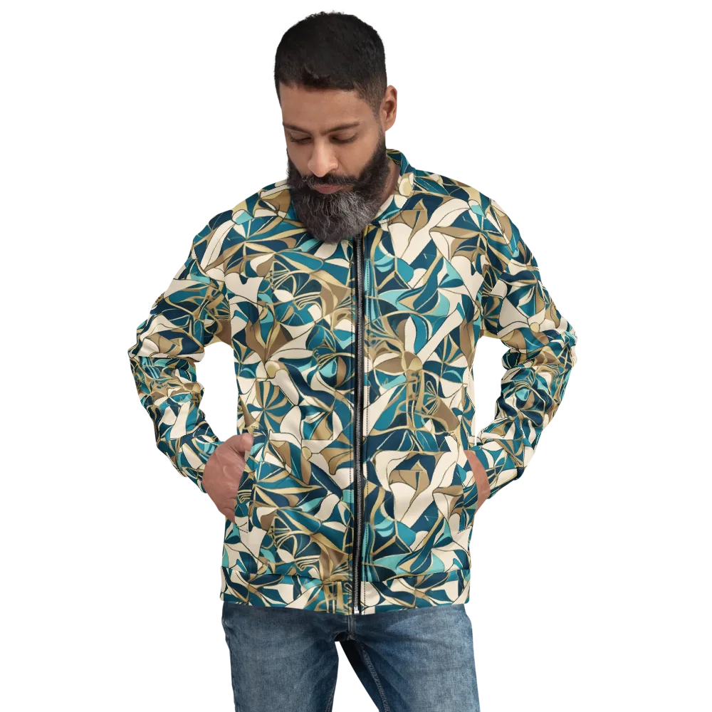 Teal Deco Garden on Bomber Jacket — Front