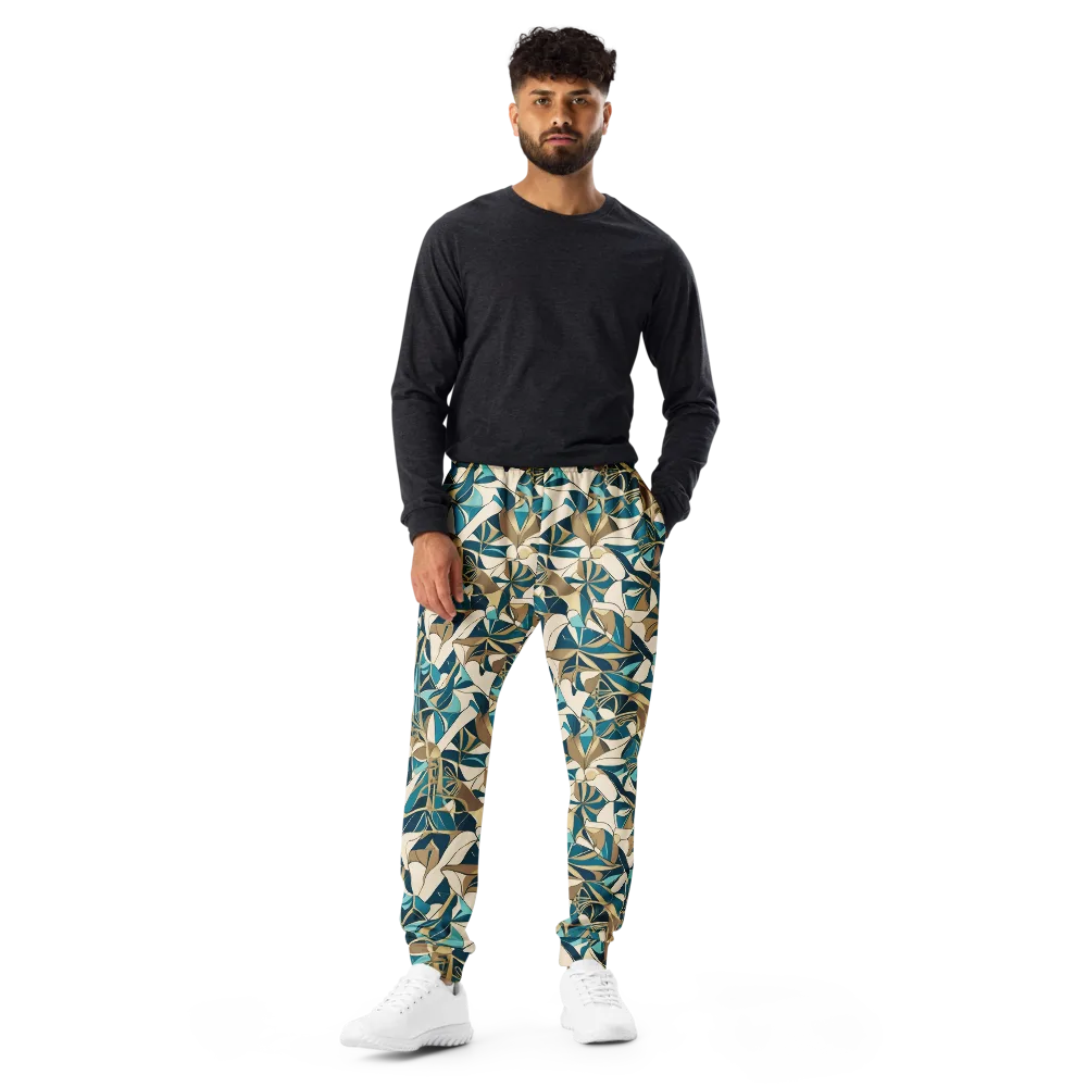 Teal Deco Garden on Men's Joggers — Front