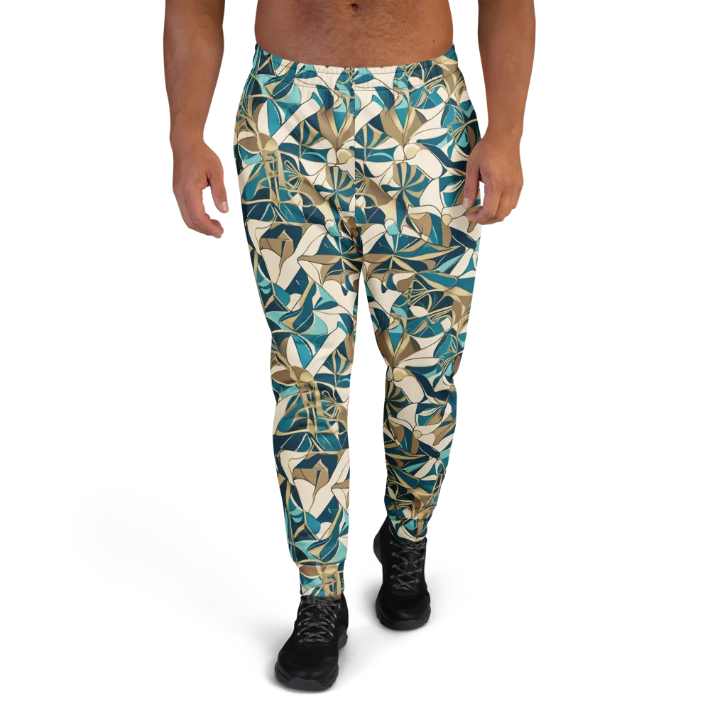 Teal Deco Garden on Men's Joggers — Front