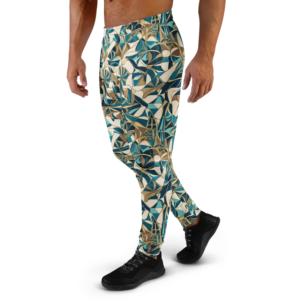 Teal Deco Garden on Men's Joggers — Left