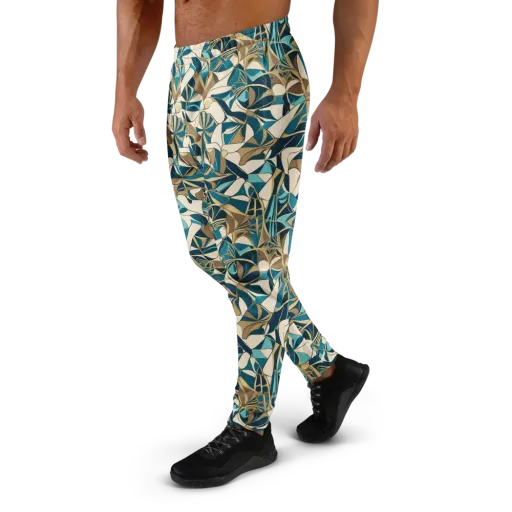 Teal Deco Garden on a Men's Joggers