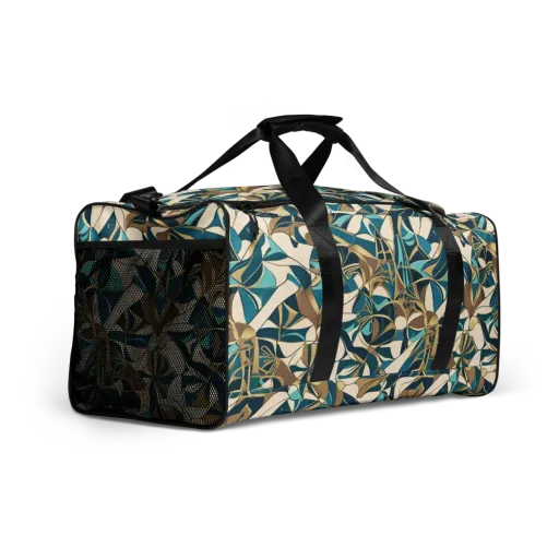 Teal Deco Garden on a Duffle Bag