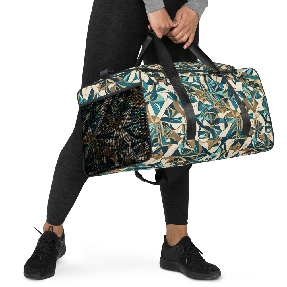 Teal Deco Garden on Duffle Bag — Right Front