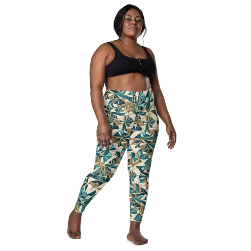 Teal Deco Garden on a Leggings with Pockets