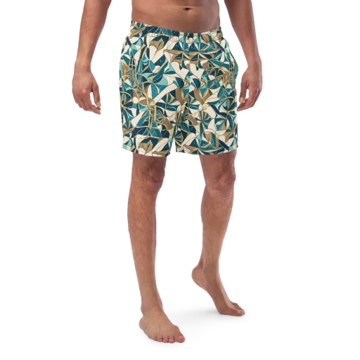 Teal Deco Garden on a Swim Trunks