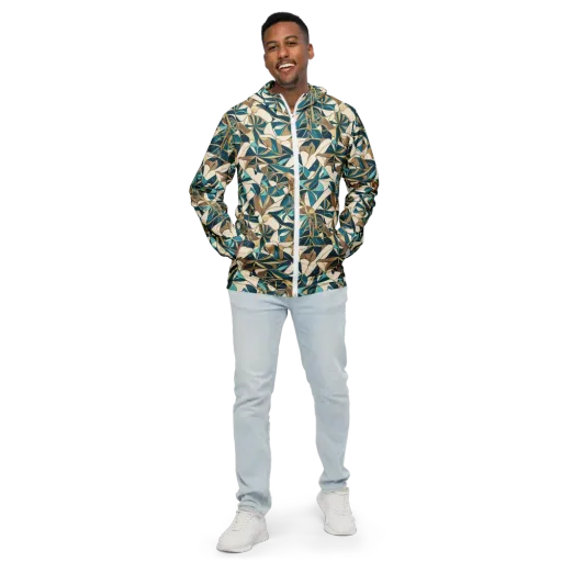 Teal Deco Garden on a Men's Windbreaker