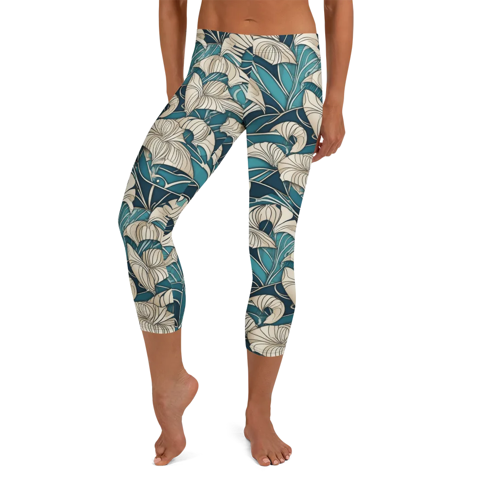 Ivory Jungle on Capri Leggings — Front