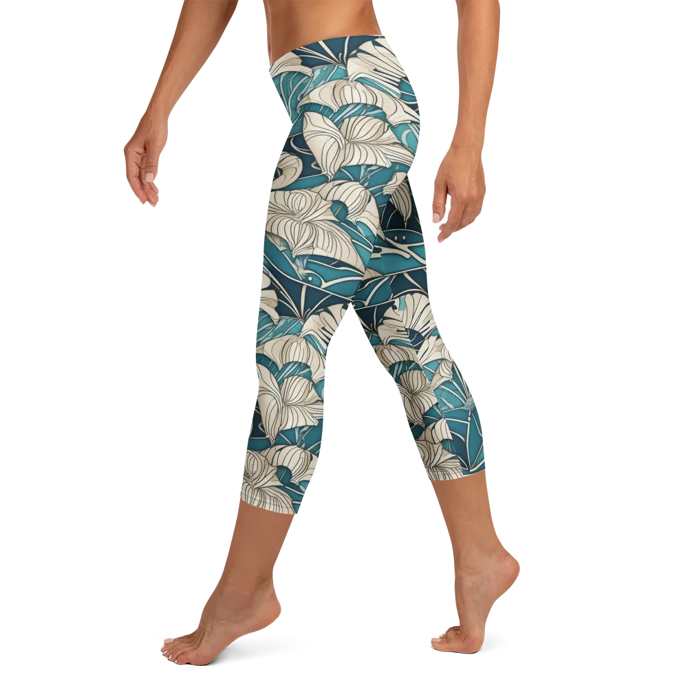 Ivory Jungle on Capri Leggings — Left
