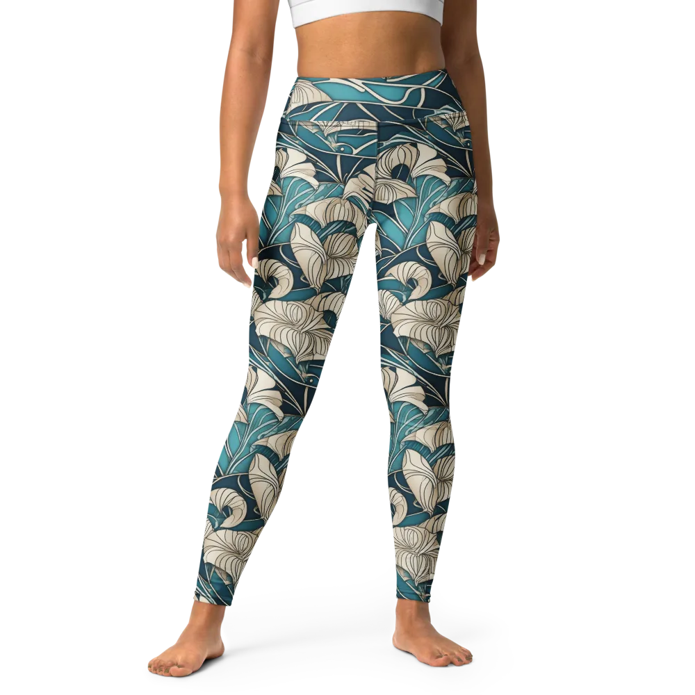 Ivory Jungle on Yoga Leggings — Front