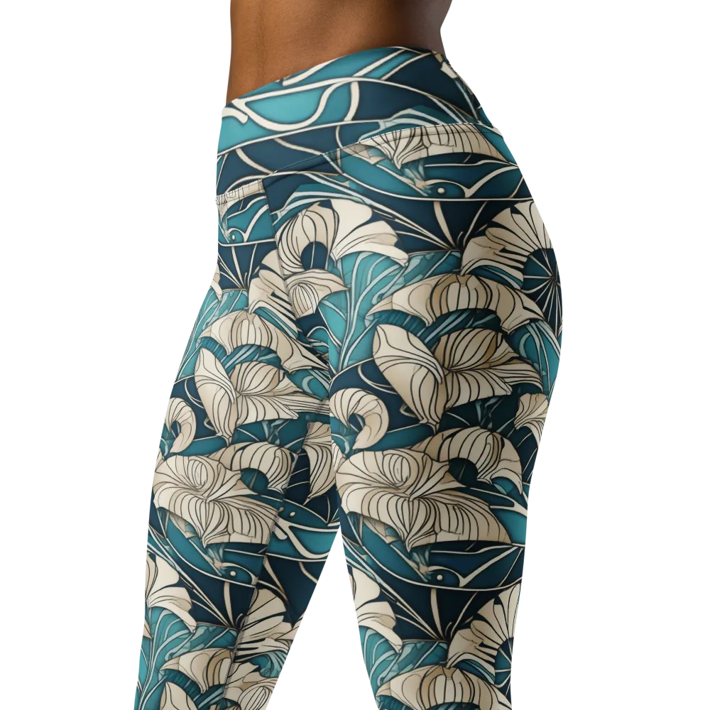 Ivory Jungle on Yoga Leggings — Left Front