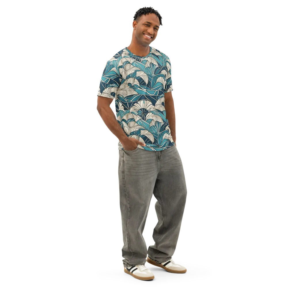 Ivory Jungle on Men's Cotton Crew Neck T-Shirt — Right Front