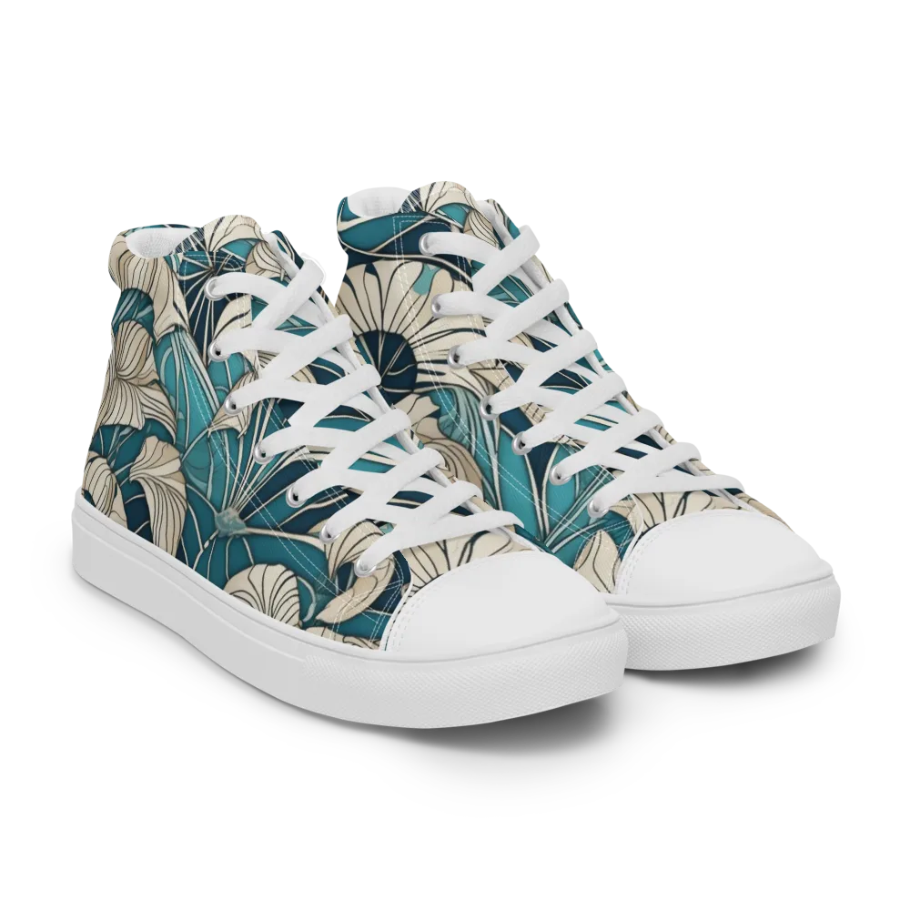 Ivory Jungle on Men's High Top Canvas Shoes — Right Front