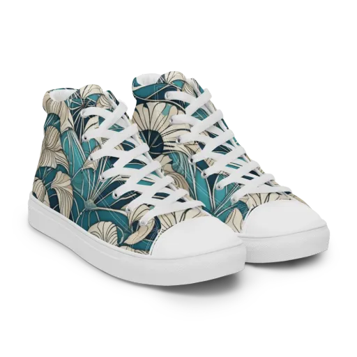 Ivory Jungle on a Men's High Top Canvas Shoes
