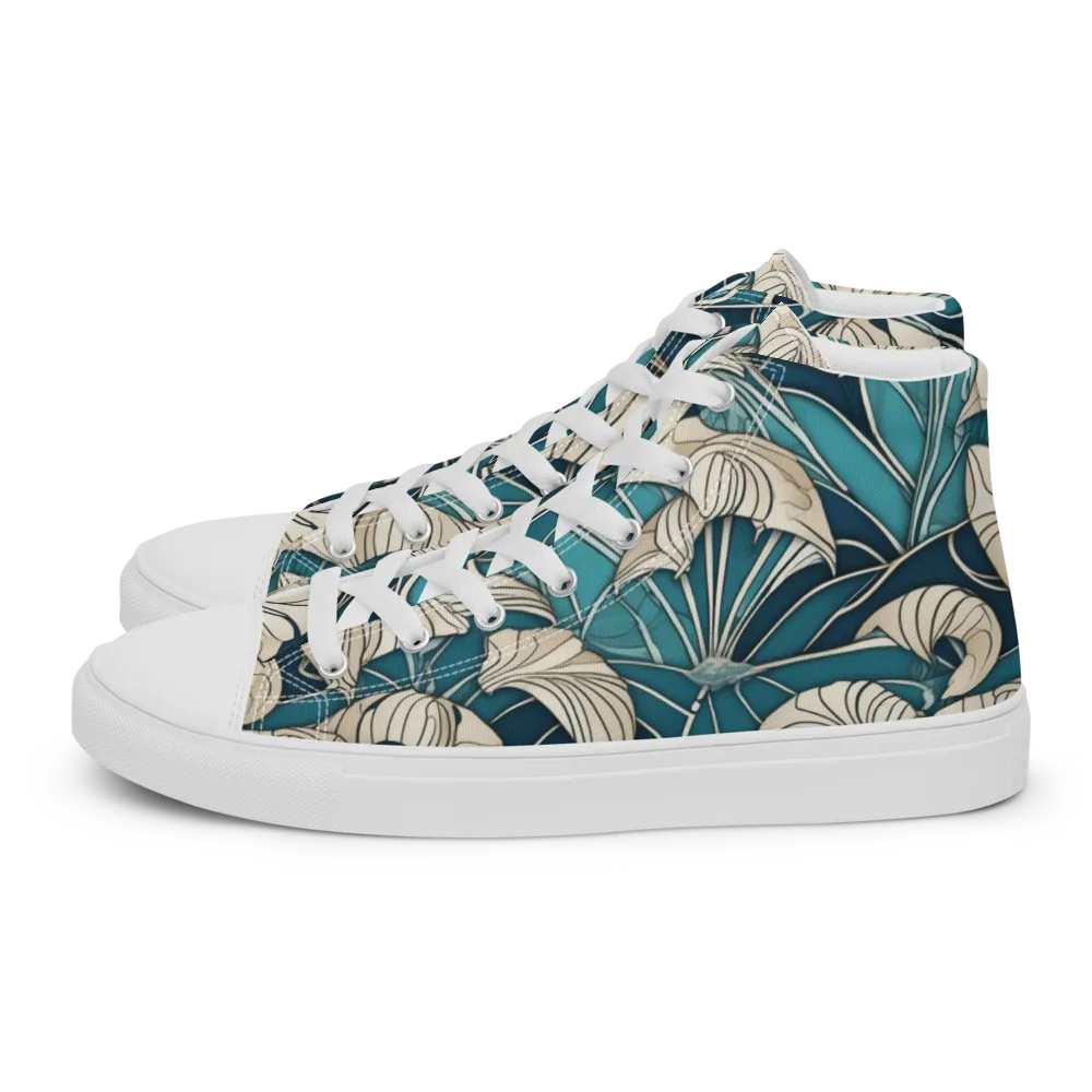 Ivory Jungle on Men's High Top Canvas Shoes — Left